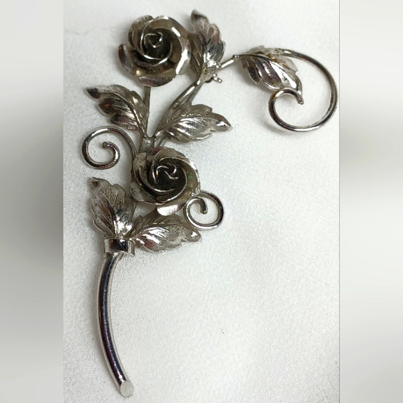 VTF signed Bond Boyd Sterling Roses Brooch - Picture 1 of 4